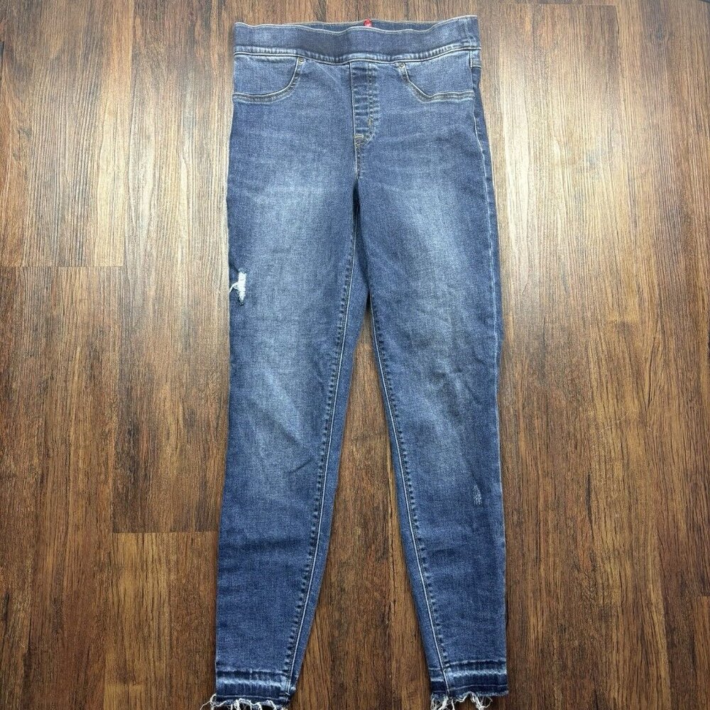 SPANX Ankle Skinny Jeans Medium Wash Distressed Women’s Size Medium